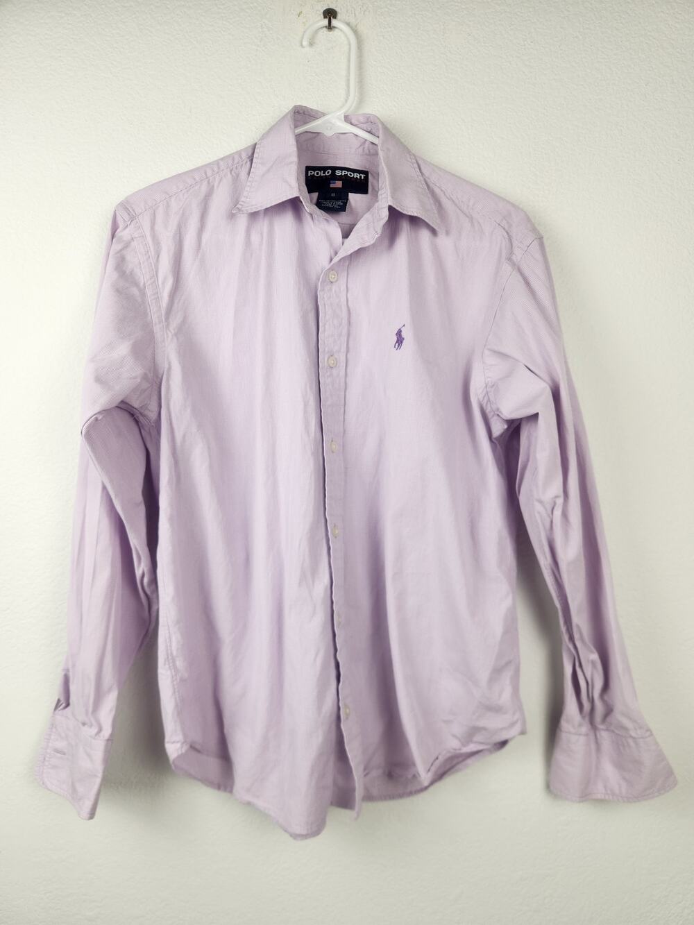 Vintage Ralph Lauren Purple Button Down Blouse Women Size 8 Long Sleeve